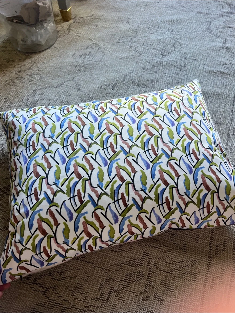 Floral Fruit Print Decorative Pillow - Cream Background